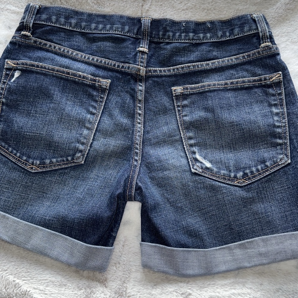 Gap 1969 Sexy Boyfriend Dark Denim Mid Rise 5”Shorts Stretch Cuffs Fleut Wash 25 - Picture 5 of 13